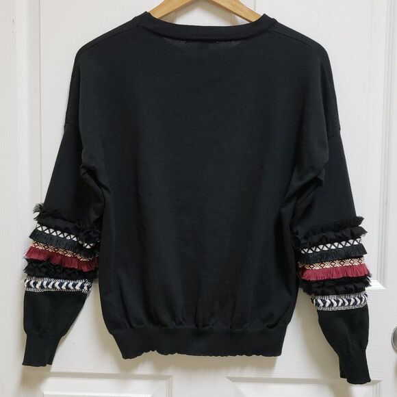 Chelsea & Violet S Multi Media Black Long Sleeve Sweatshirt Top - Picture 2 of 7